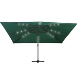 vidaXL Zweefparasol met LED-verlichting en paal 400x300 cm groen