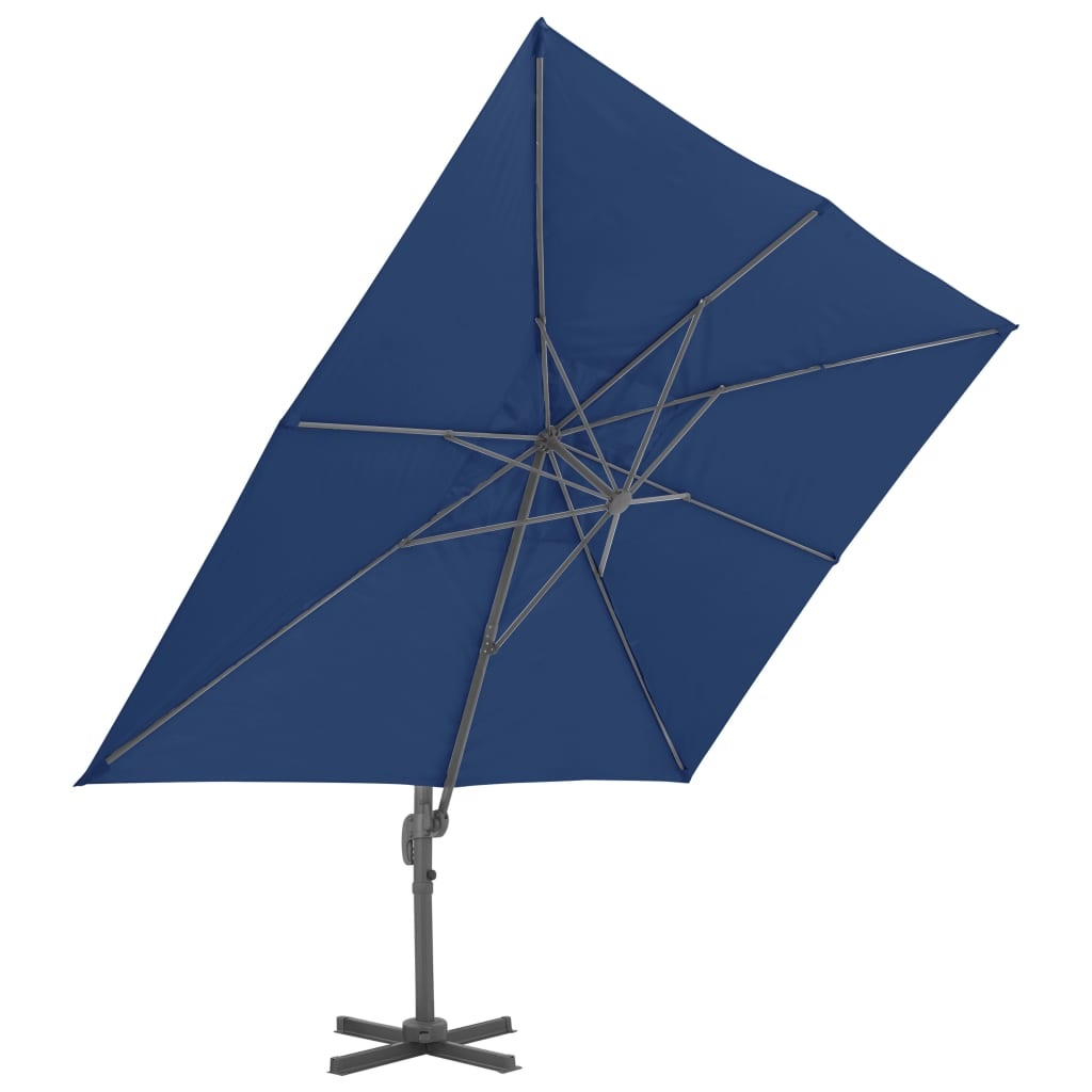 vidaXL Zweefparasol met aluminium paal 4x3 m azuurblauw