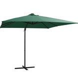 vidaXL Zweefparasol met LED-verlichting stalen paal 250x250 cm groen