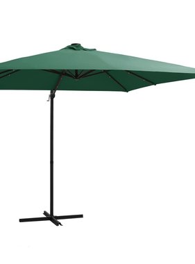 vidaXL Zweefparasol met LED-verlichting stalen paal 250x250 cm groen