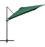 vidaXL Zweefparasol met LED-verlichting stalen paal 250x250 cm groen