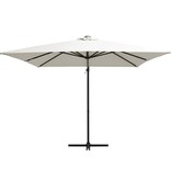 vidaXL Zweefparasol met LED-verlichting en paal 250x250 cm zandkleurig