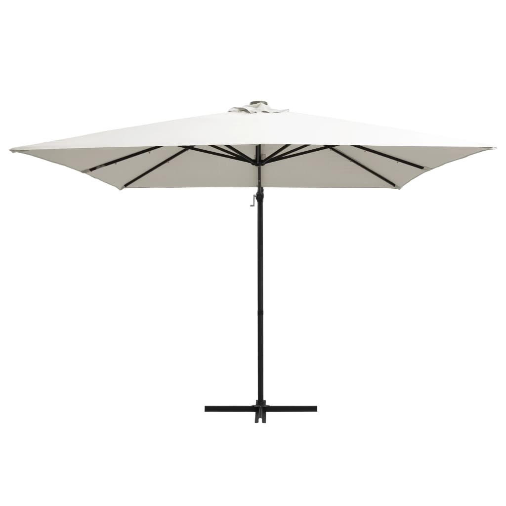 vidaXL Zweefparasol met LED-verlichting en paal 250x250 cm zandkleurig