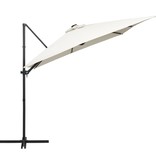 vidaXL Zweefparasol met LED-verlichting en paal 250x250 cm zandkleurig