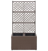 vidaXL Latwerkplantenbak verhoogd met potten 58x30x107 cm rattan bruin