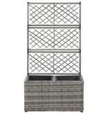 vidaXL Latwerkplantenbak verhoogd met potten 58x30x107 cm rattan grijs