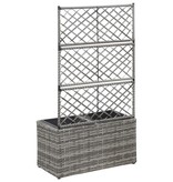 vidaXL Latwerkplantenbak verhoogd met potten 58x30x107 cm rattan grijs