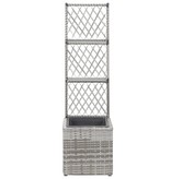 vidaXL Latwerkplantenbak verhoogd met 1 pot 30x30x107 cm rattan grijs