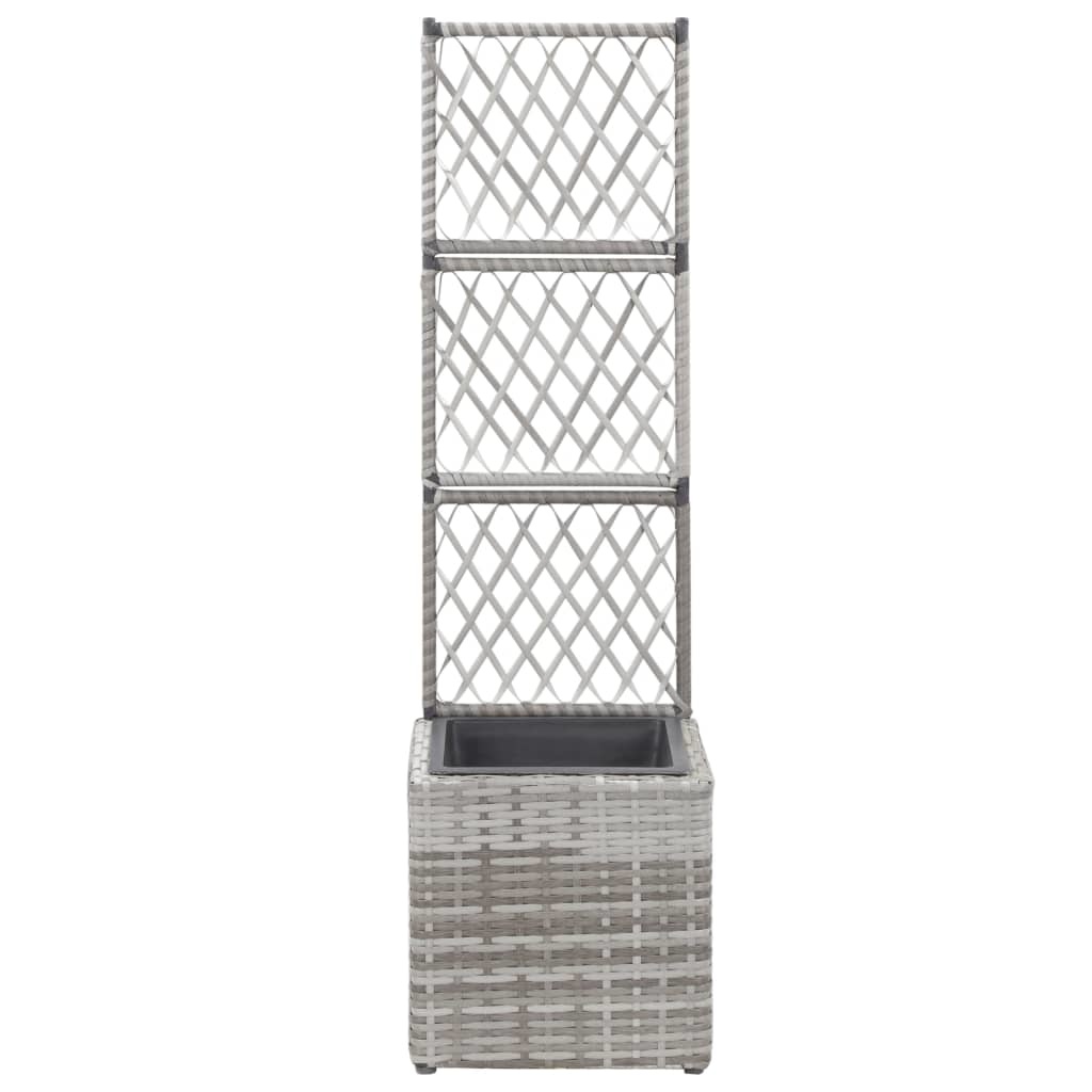 vidaXL Latwerkplantenbak verhoogd met 1 pot 30x30x107 cm rattan grijs