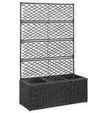 vidaXL Latwerkplantenbak verhoogd met potten 83x30x130 cm rattan zwart