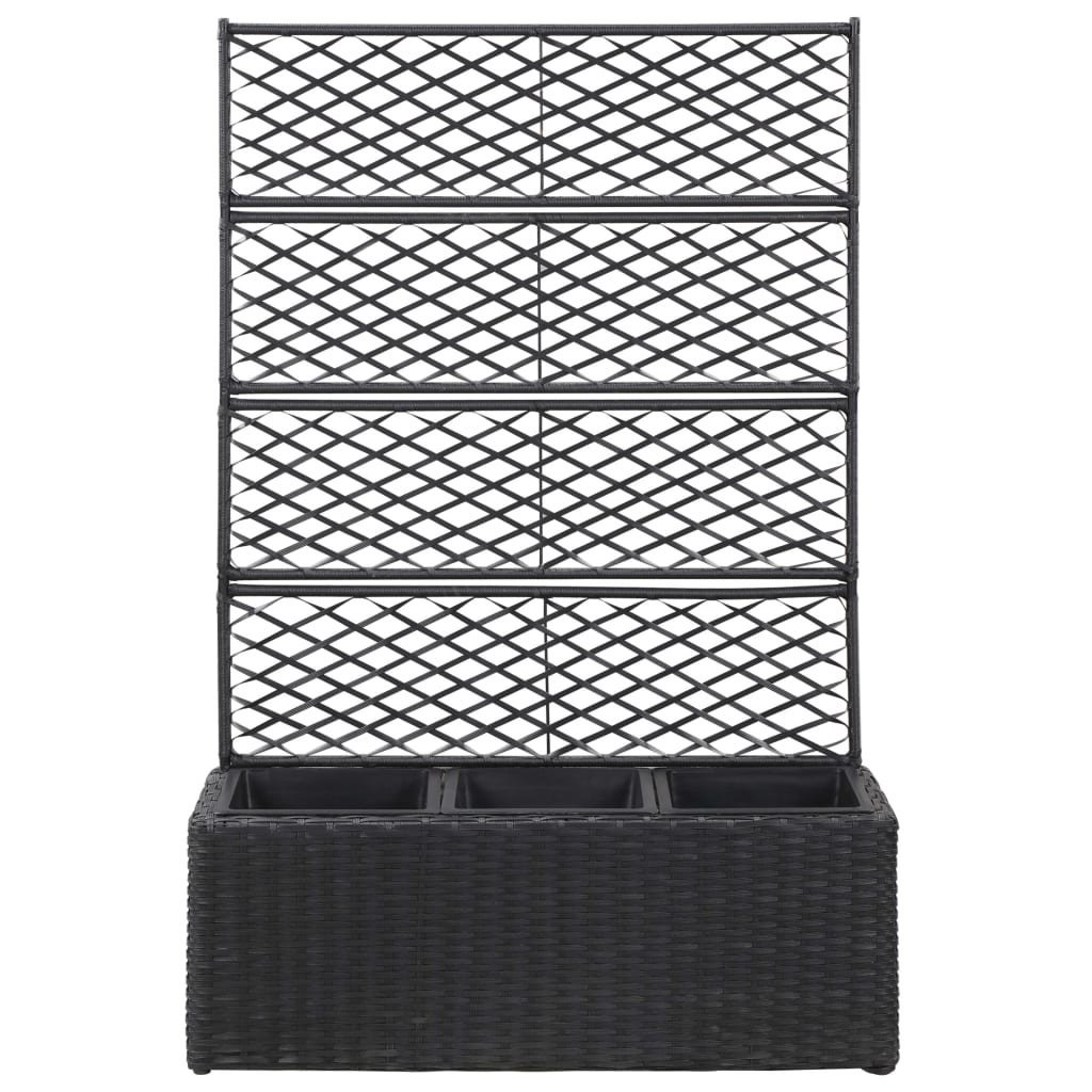 vidaXL Latwerkplantenbak verhoogd met potten 83x30x130 cm rattan zwart