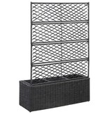 vidaXL Latwerkplantenbak verhoogd met potten 83x30x130 cm rattan zwart