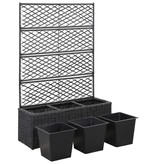 vidaXL Latwerkplantenbak verhoogd met potten 83x30x130 cm rattan zwart