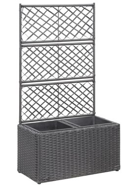 vidaXL Latwerkplantenbak verhoogd met potten 58x30x107 cm rattan zwart