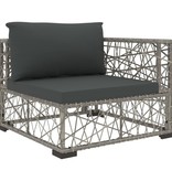 vidaXL 10-delige Loungeset met kussens poly rattan grijs