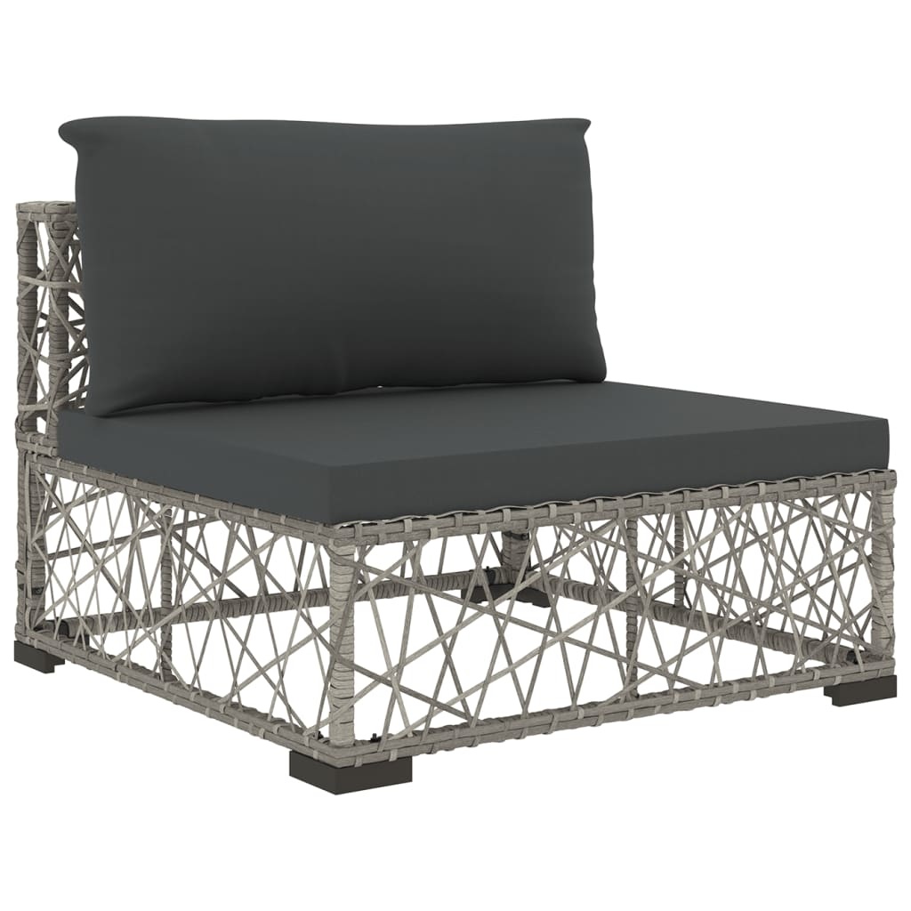 vidaXL 10-delige Loungeset met kussens poly rattan grijs