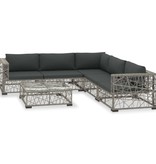 vidaXL 6-delige Loungeset met kussens poly rattan grijs