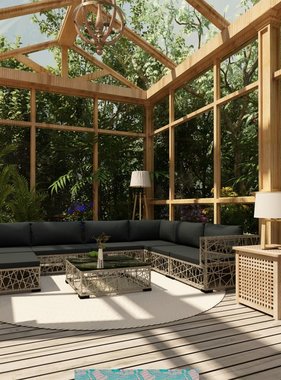 vidaXL 8-delige Loungeset met kussens poly rattan grijs