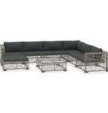 vidaXL 8-delige Loungeset met kussens poly rattan grijs