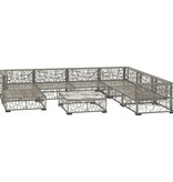 vidaXL 8-delige Loungeset met kussens poly rattan grijs