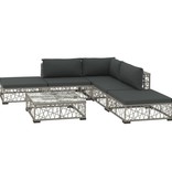 vidaXL 6-delige Loungeset met kussens poly rattan grijs