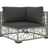 vidaXL 6-delige Loungeset met kussens poly rattan grijs