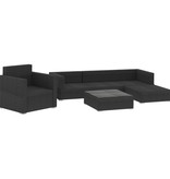 vidaXL 6-delige Loungeset met kussens poly rattan zwart