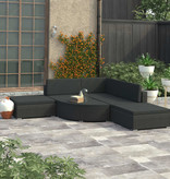 vidaXL 6-delige Loungeset met kussens poly rattan zwart