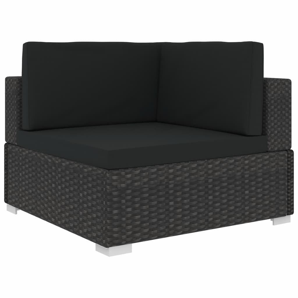 vidaXL 6-delige Loungeset met kussens poly rattan zwart