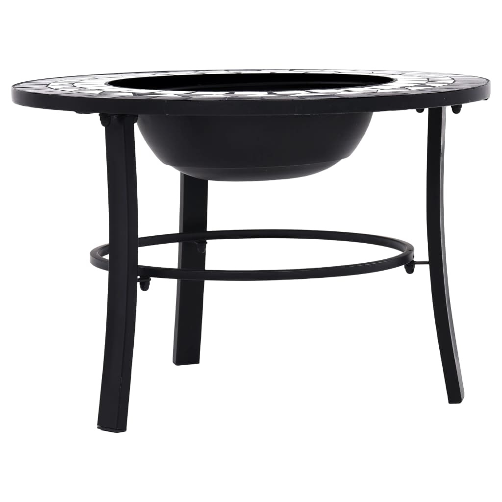 VidaXL Vuurschaal mozaïek 68 cm keramiek zwart en wit