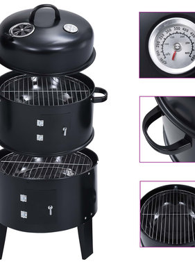 VidaXL Houtskoolroker barbecue-grill 3-in-1 40x80 cm