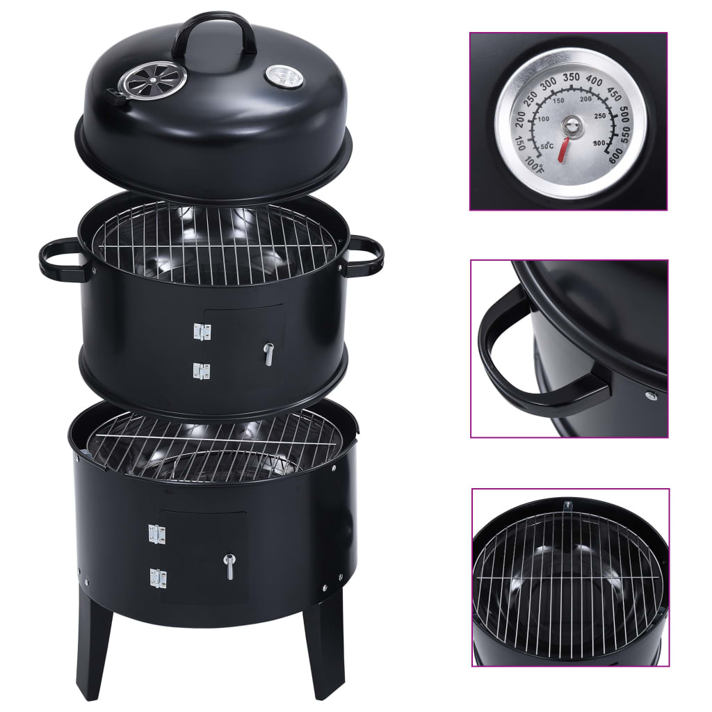 vidaXL Houtskoolroker barbecue-grill 3-in-1 40x80 cm