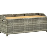 vidaXL Tuinopbergbank 120 cm poly rattan grijs