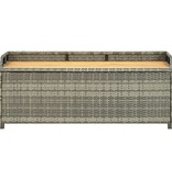 vidaXL Tuinopbergbank 120 cm poly rattan grijs