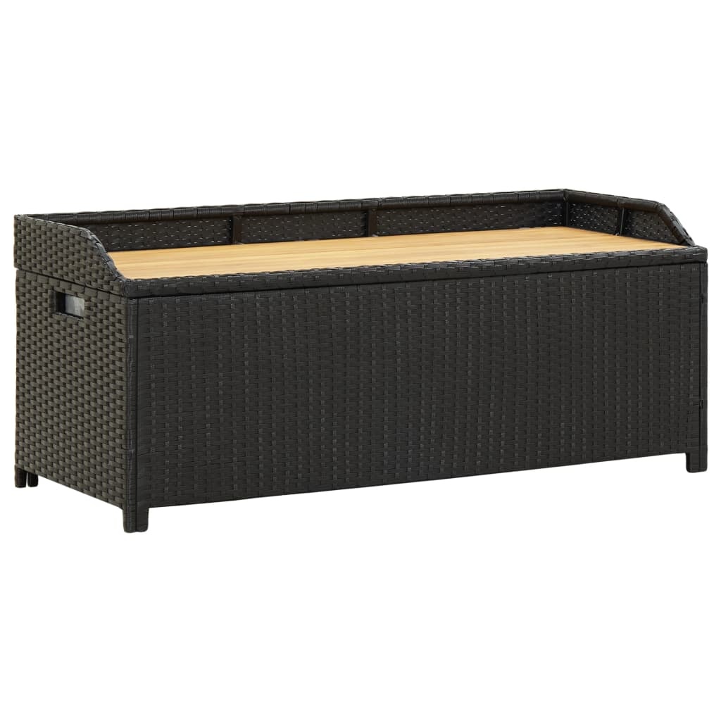 vidaXL Tuinopbergbank 120 cm poly rattan zwart