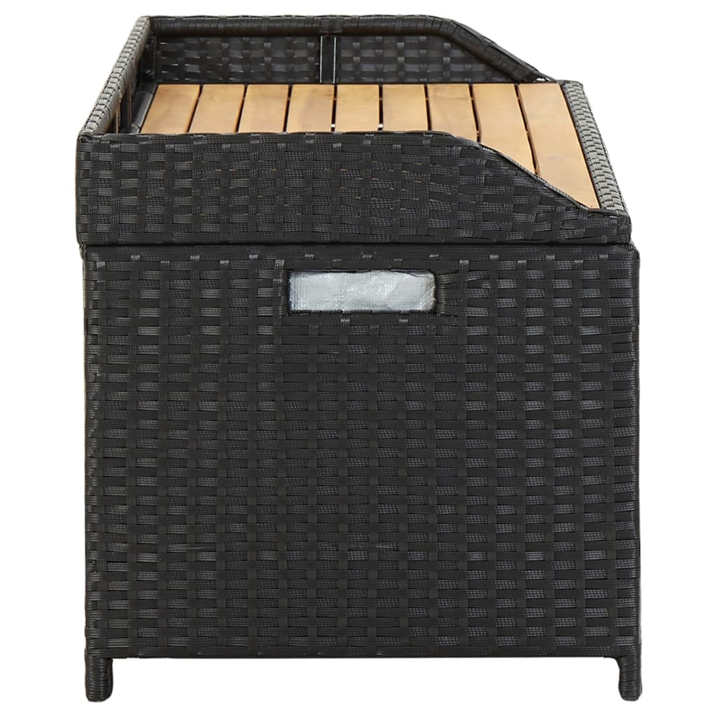 vidaXL Tuinopbergbank 120 cm poly rattan zwart