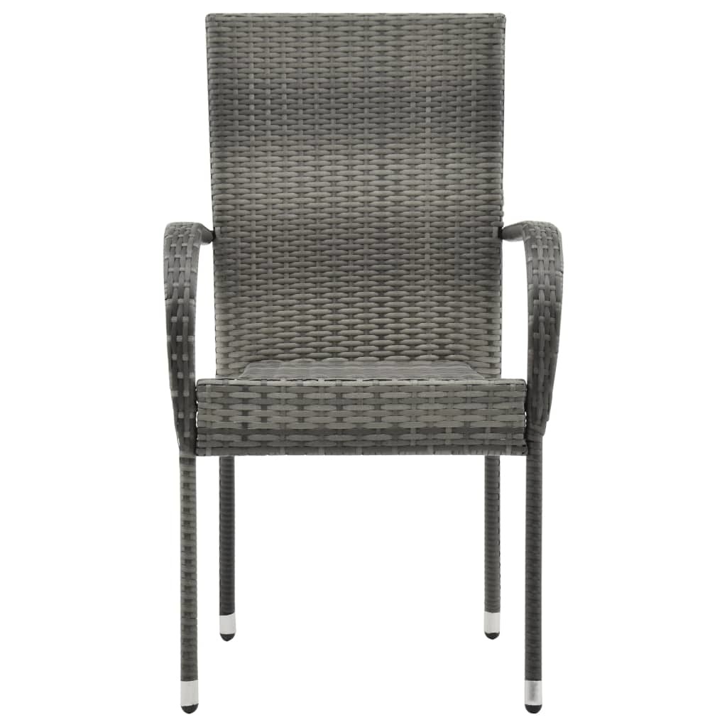 VidaXL Tuinstoelen stapelbaar 2 st poly rattan grijs