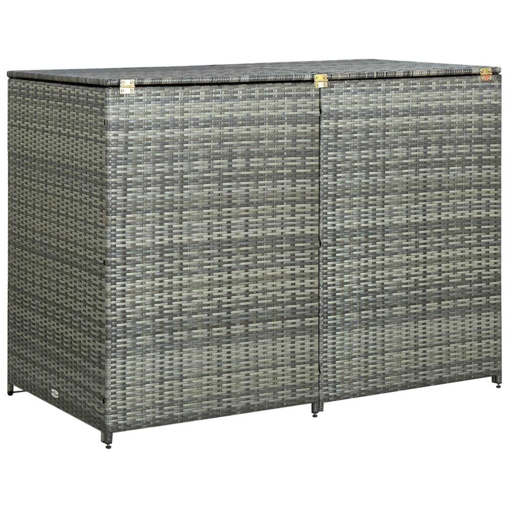 vidaXL Containerberging dubbel 148x77x111 cm poly rattan antraciet