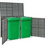 vidaXL Containerberging dubbel 148x77x111 cm poly rattan antraciet