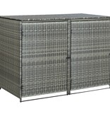 vidaXL Containerberging dubbel 148x77x111 cm poly rattan antraciet