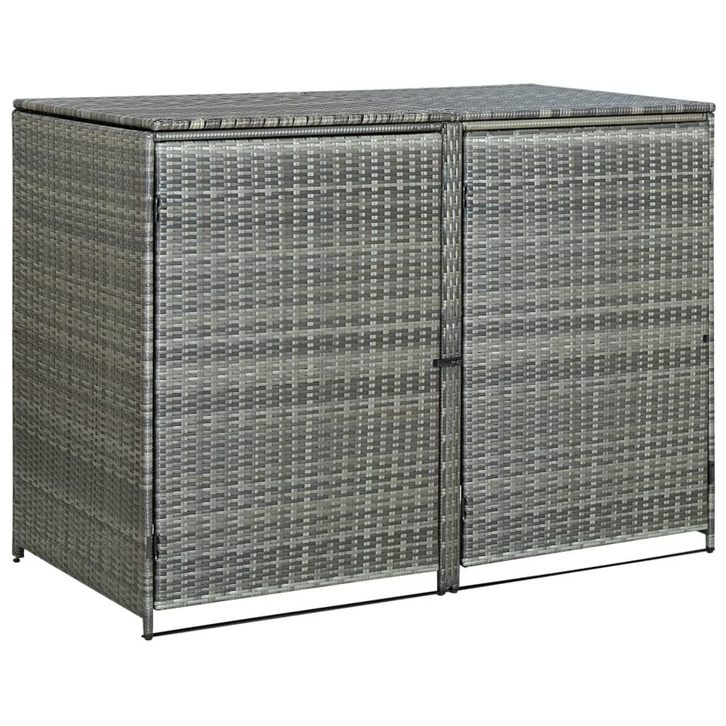 vidaXL Containerberging dubbel 148x77x111 cm poly rattan antraciet