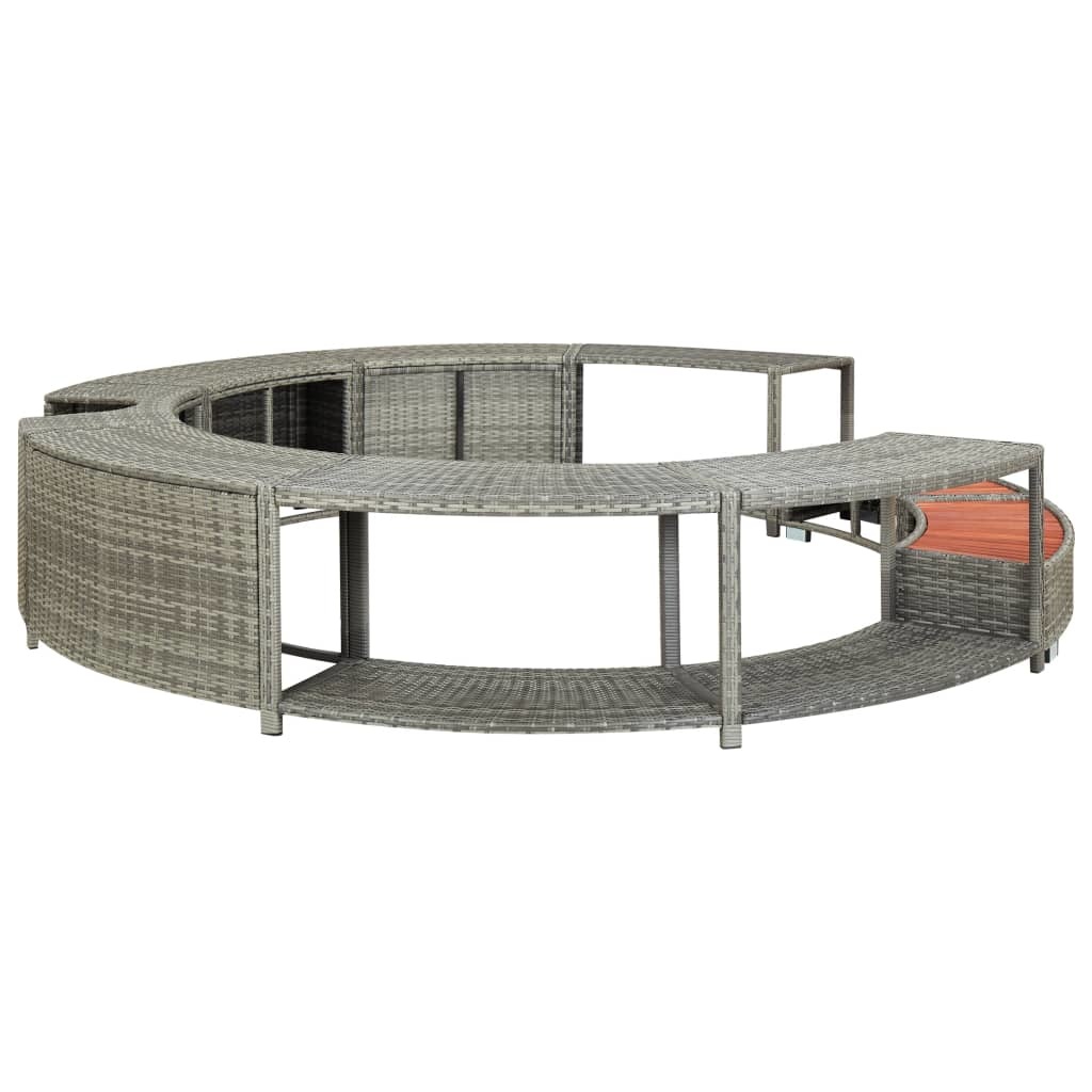 vidaXL Spa-ombouw poly rattan grijs