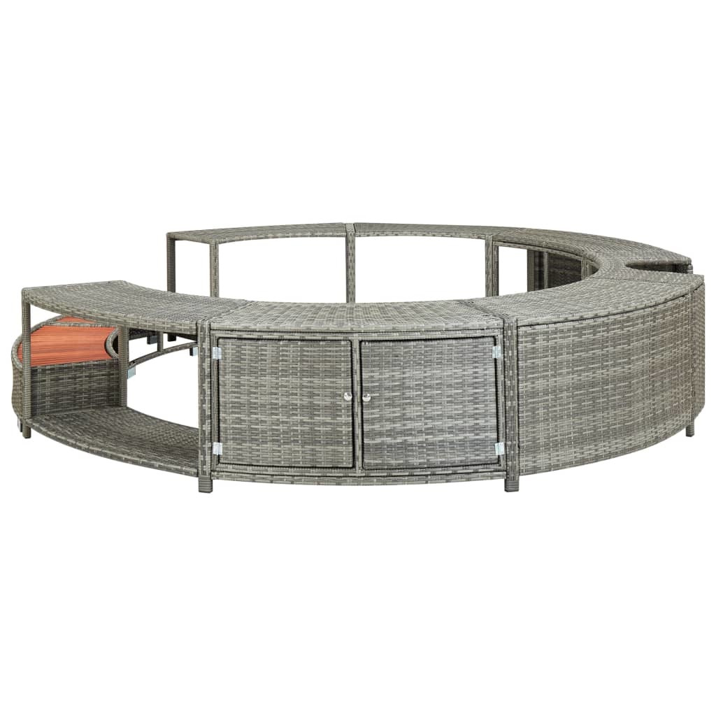 vidaXL Spa-ombouw poly rattan grijs