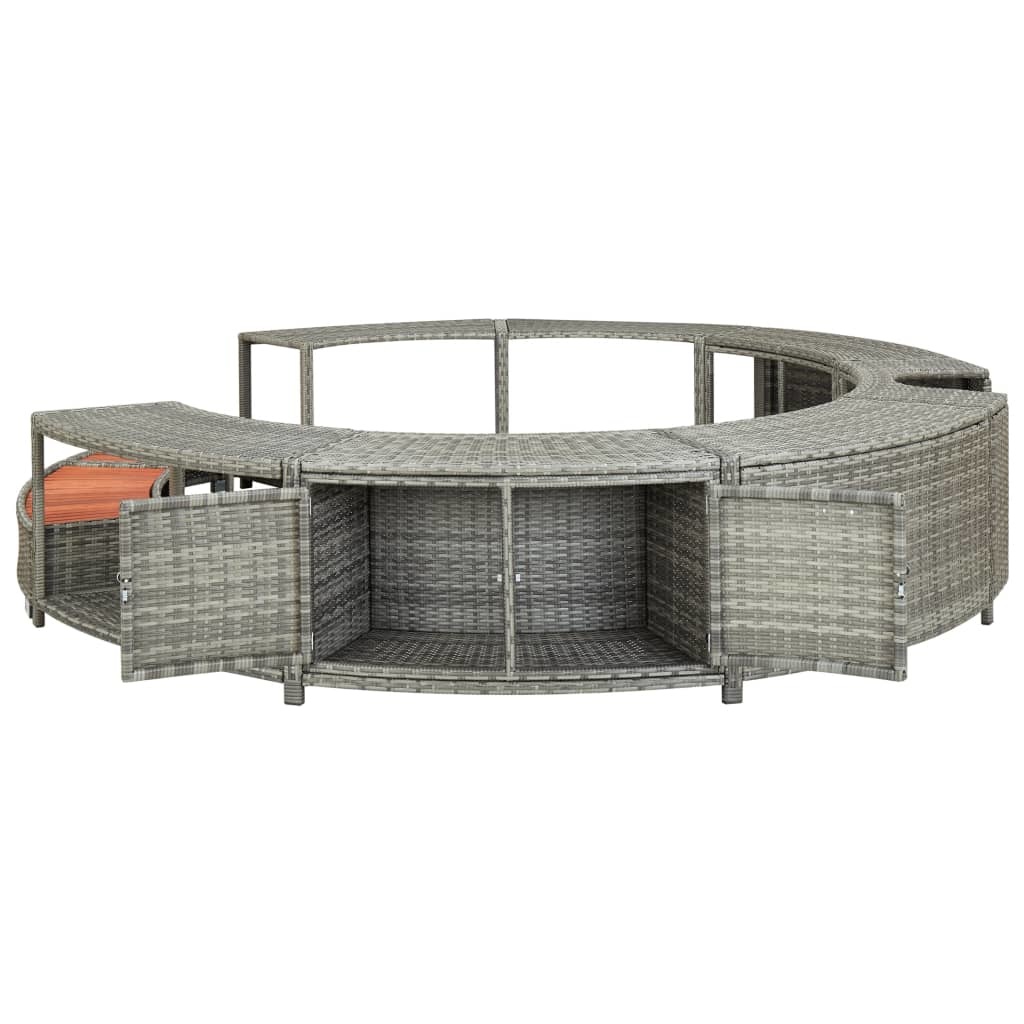 vidaXL Spa-ombouw poly rattan grijs