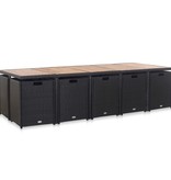 VidaXL 15-delige Tuinset met kussens poly rattan zwart