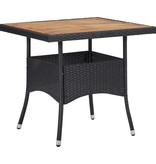 vidaXL Tuintafel poly rattan en massief acaciahout zwart