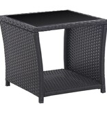 vidaXL 3-delige Bistroset met kussens poly rattan zwart