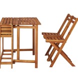 vidaXL Plantenbaktafel met 2 bistrostoelen massief acaciahout