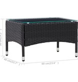 vidaXL Salontafel 60x40x36 cm poly rattan zwart