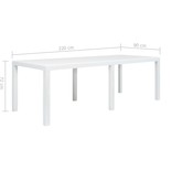 vidaXL Tuintafel 220x90x72 cm rattan-look kunststof wit